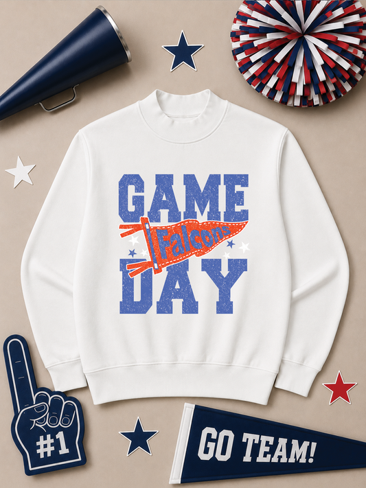Custom Game Day Pennant Graphic Mock Neck Sweatshirt