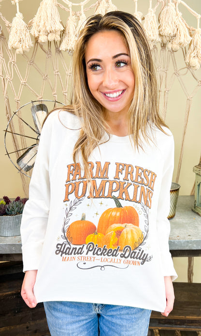 Farm Fresh Pumpkins Fall Edgy LS Graphic Shirt