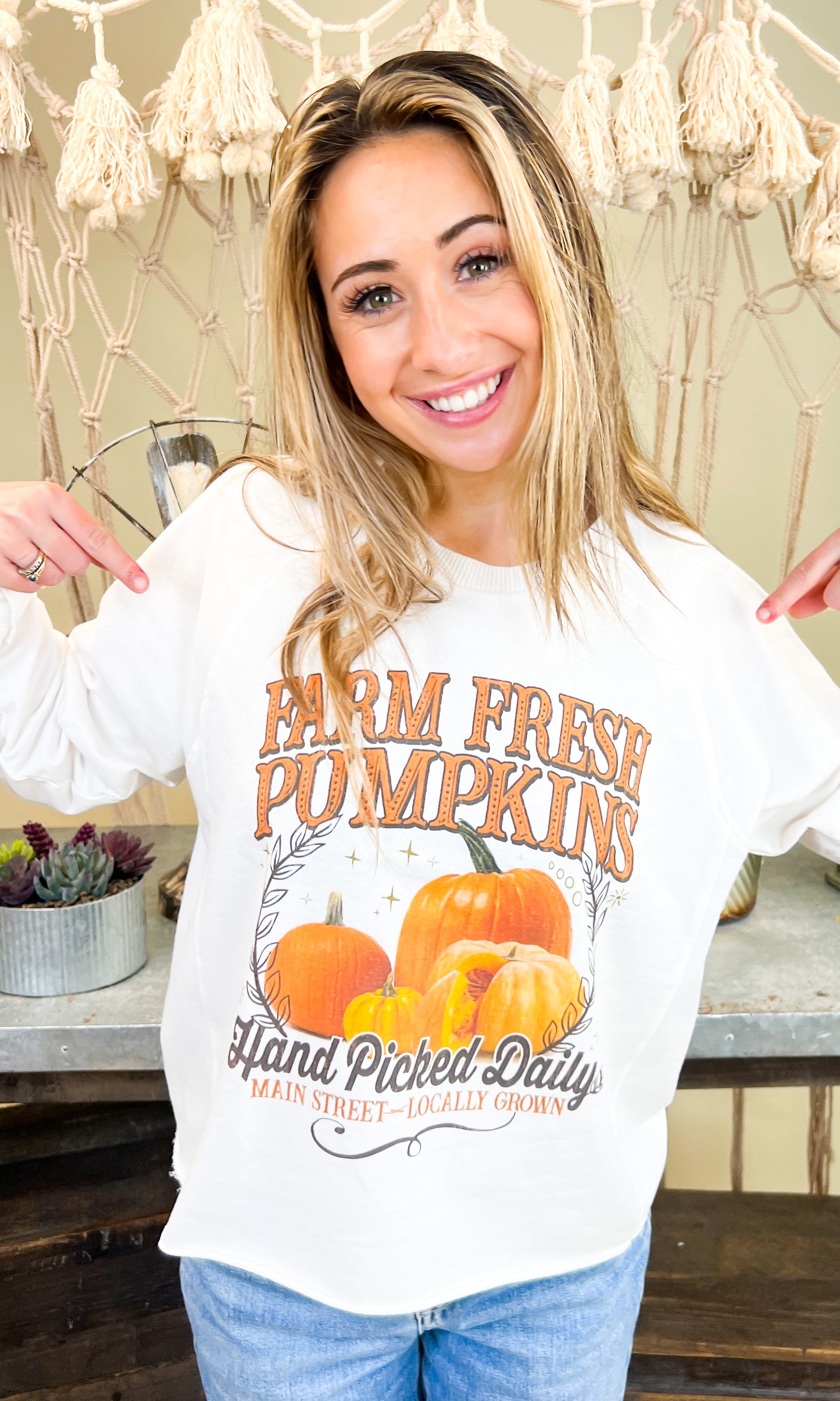 Farm Fresh Pumpkins Fall Edgy LS Graphic Shirt