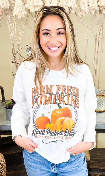 Farm Fresh Pumpkins Fall Edgy LS Graphic Shirt