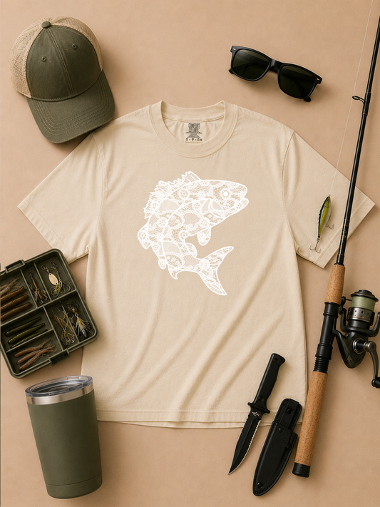 Fish Lace Graphic Comfort Color Graphic Boxy T-Shirt
