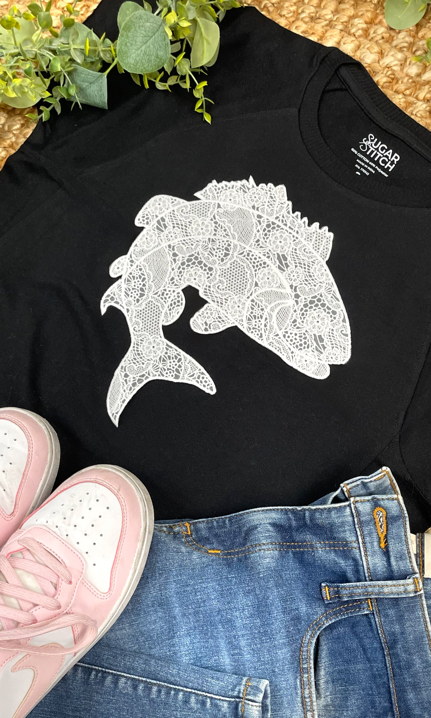 Fish Lace Graphic Edgy Shirt