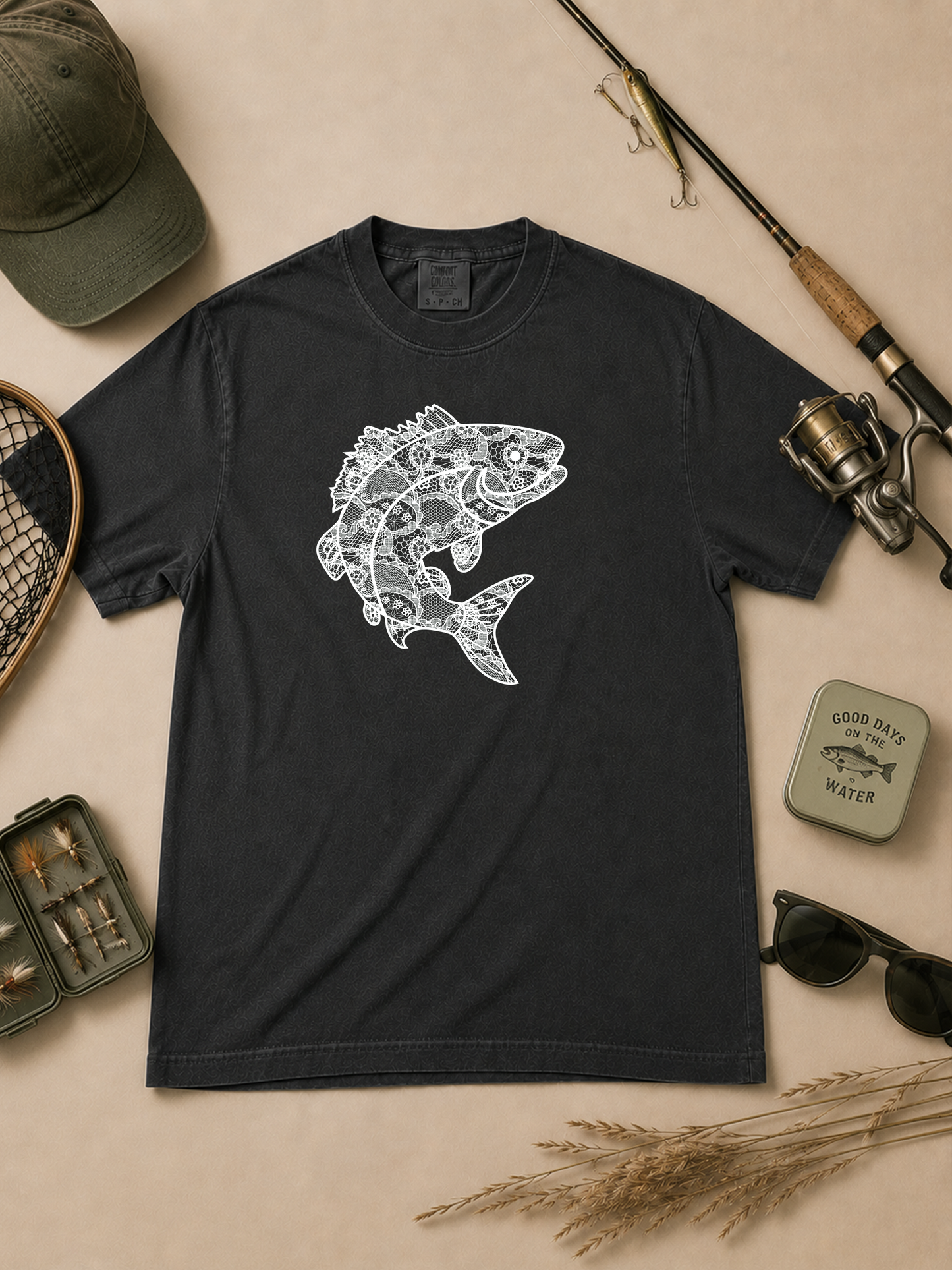 Fish Lace Graphic Comfort Color Graphic T-Shirt