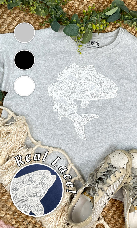 Fish Lace Graphic Long Sleeve Edgy Shirt