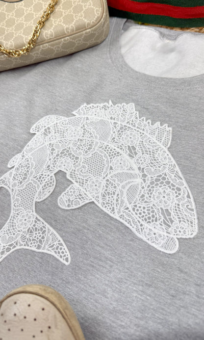 Fish Lace Graphic Cropped Sweatshirt