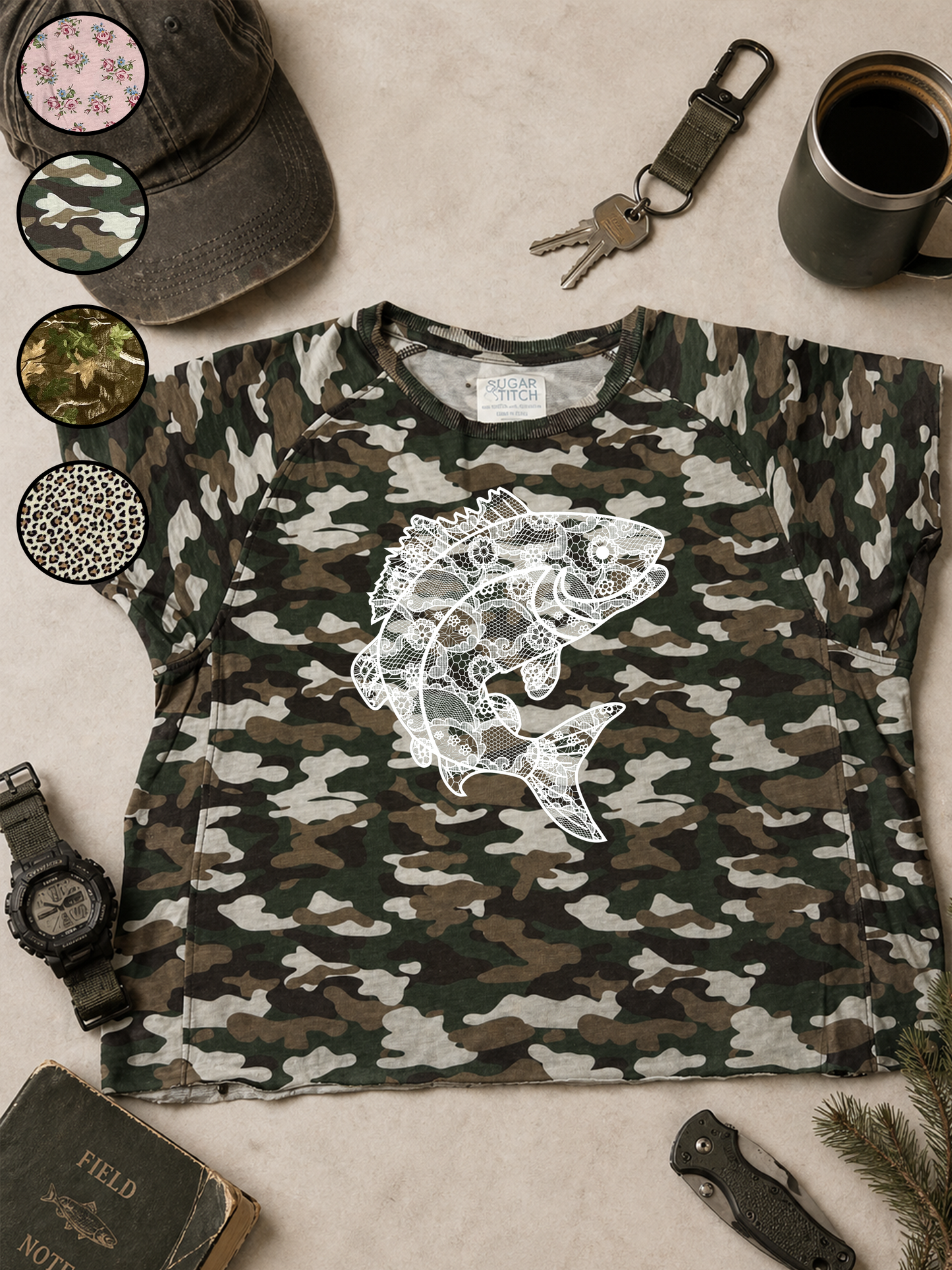 Fish Lace Graphic AOP Edgy Graphic Shirt