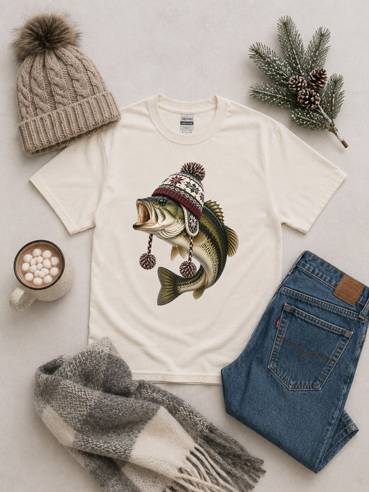 Fish Winter Hat Graphic T-Shirt