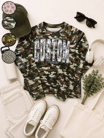 Floral Block Custom Graphic AOP Edgy Long Sleeve Shirt