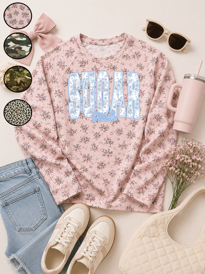 Floral Block Custom Graphic AOP Edgy Long Sleeve Shirt