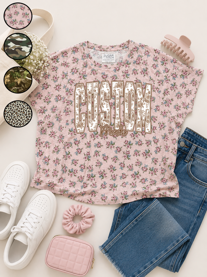 Floral Block Graphic AOP Edgy Shirt