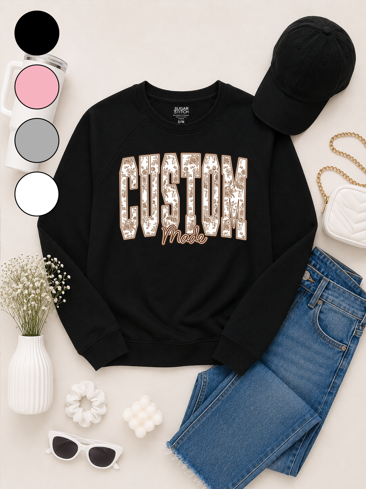 Floral Block Custom Graphic Long Sleeve Edgy Shirt