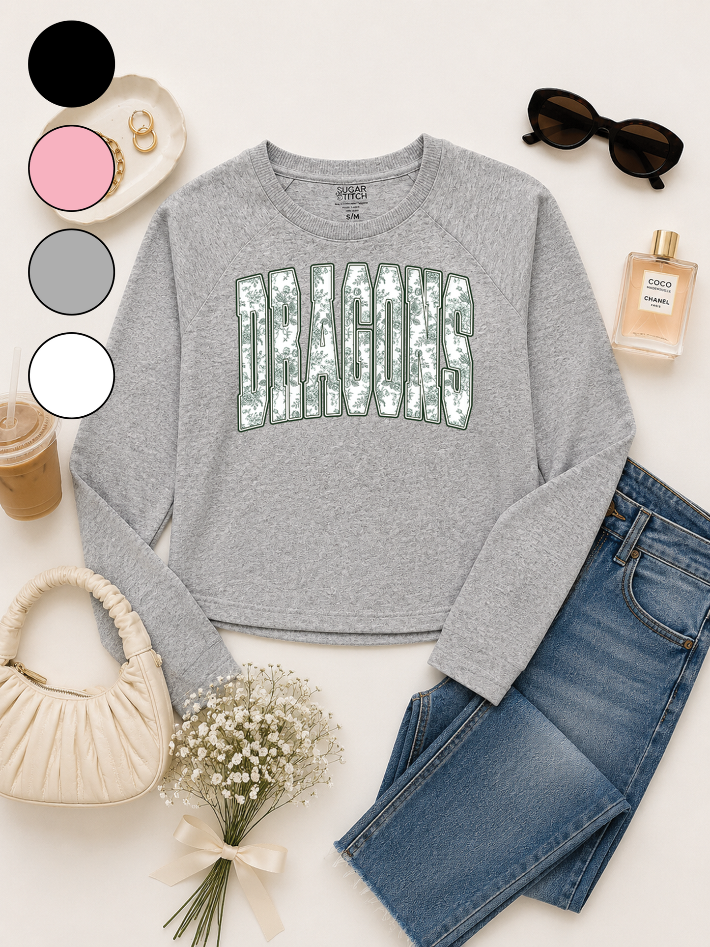 Floral Block Custom Graphic Long Sleeve Edgy Shirt