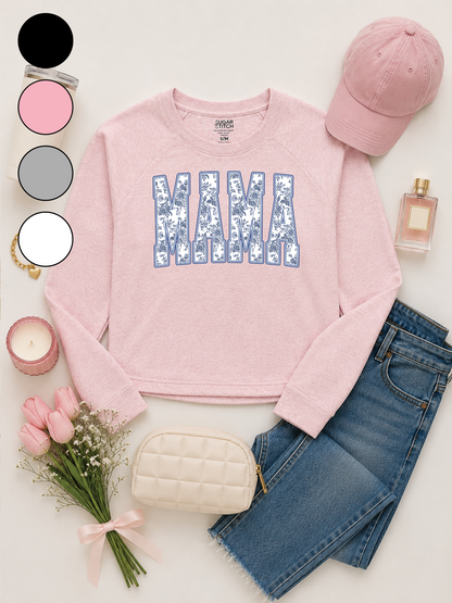 Floral Block Custom Graphic Long Sleeve Edgy Shirt