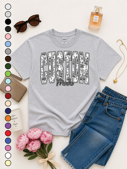 Floral Block Custom Graphic T-Shirt