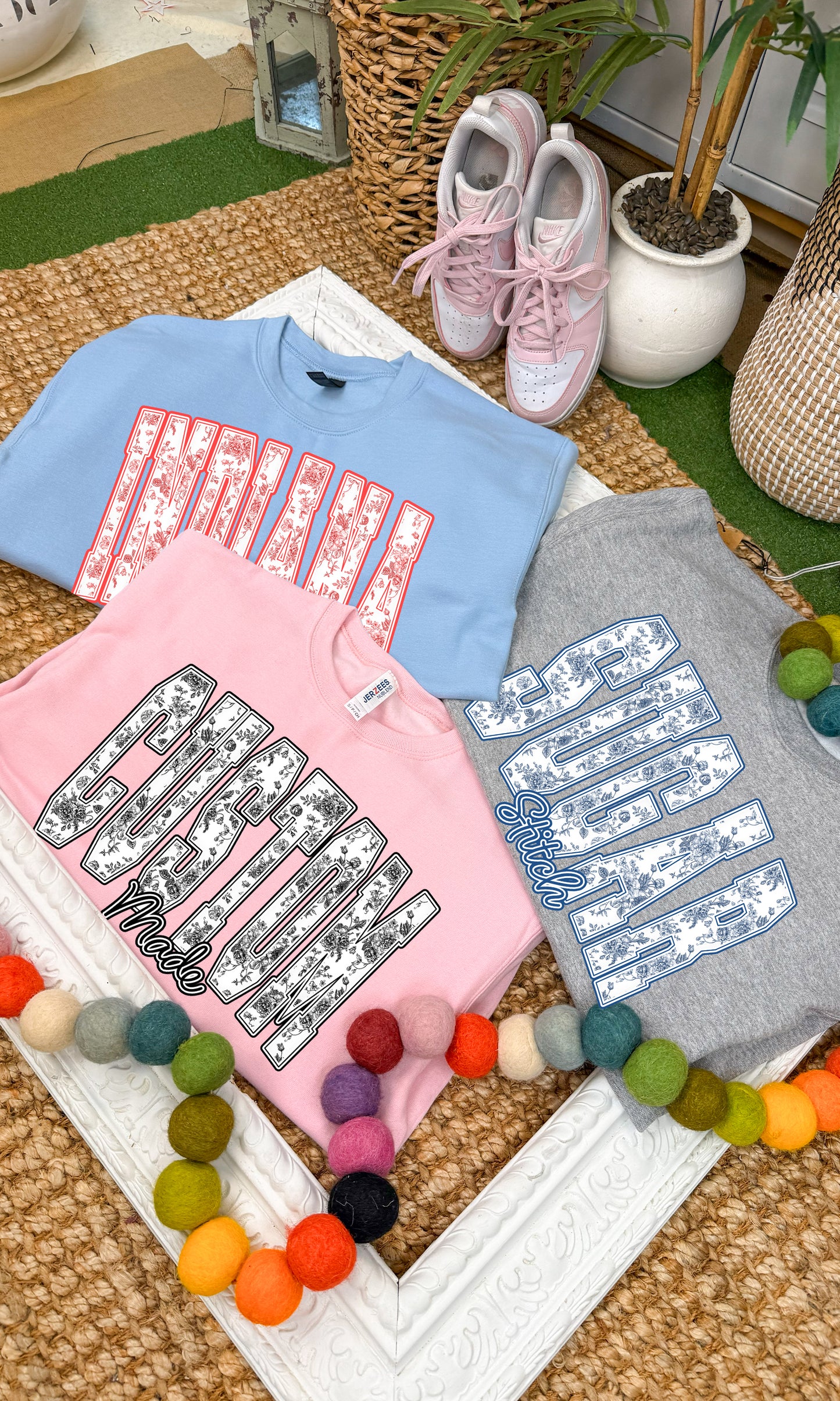 Floral Block Custom Graphic Sweatshirt