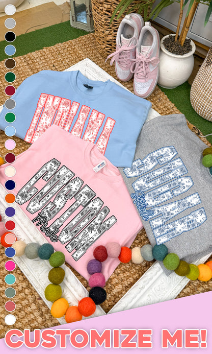 Floral Block Custom Graphic Sweatshirt