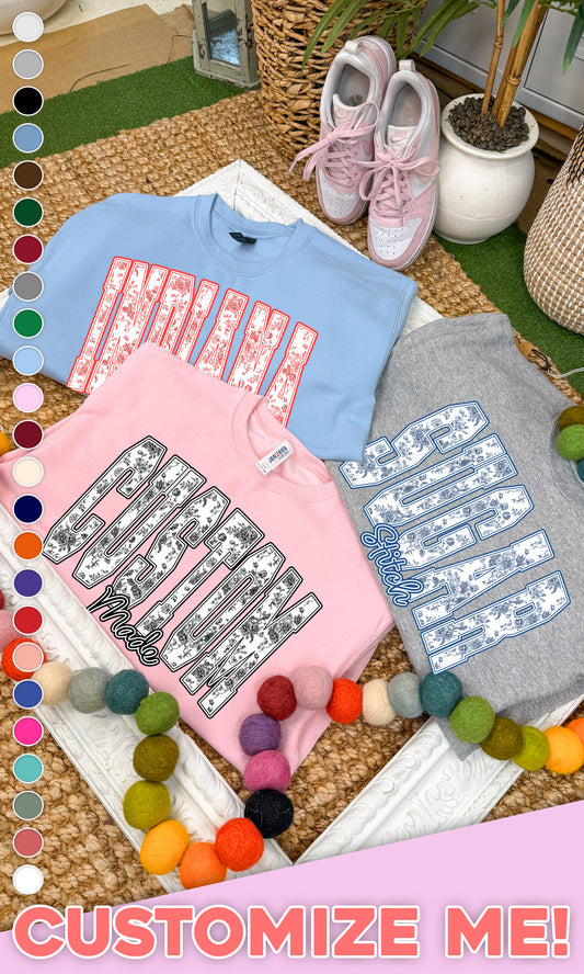 Floral Block Custom Graphic Sweatshirt