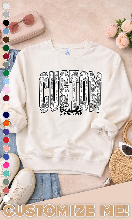 Floral Block Custom Graphic Sweatshirt
