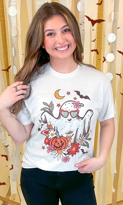 Floral Ghost Rhinestone Graphic Shirt