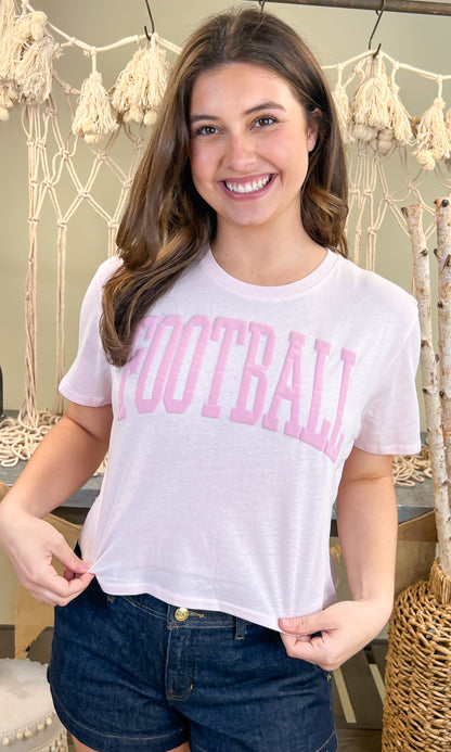 Football Arched Puff Graphic Crop Top