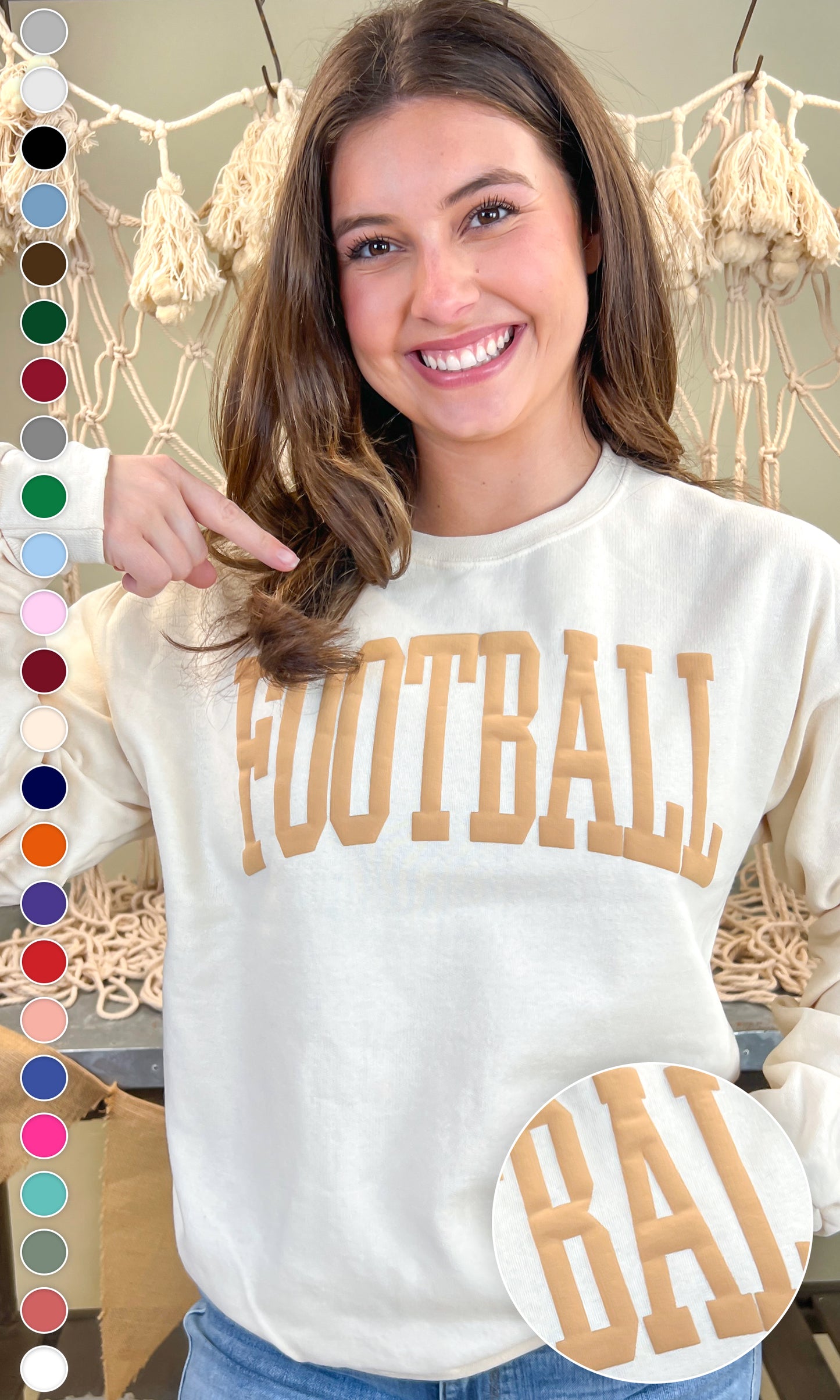 Football Arched Puff Graphic Sweatshirt