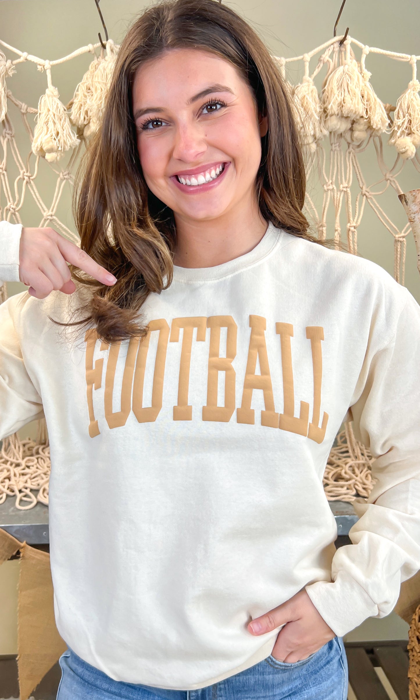 Football Arched Puff Graphic Sweatshirt