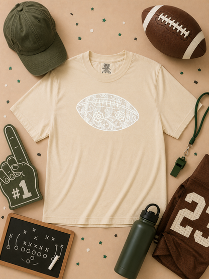 Football Lace Graphic Comfort Color Graphic Boxy T-Shirt