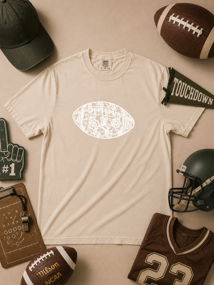 Football Lace Graphic Comfort Color Graphic T-Shirt