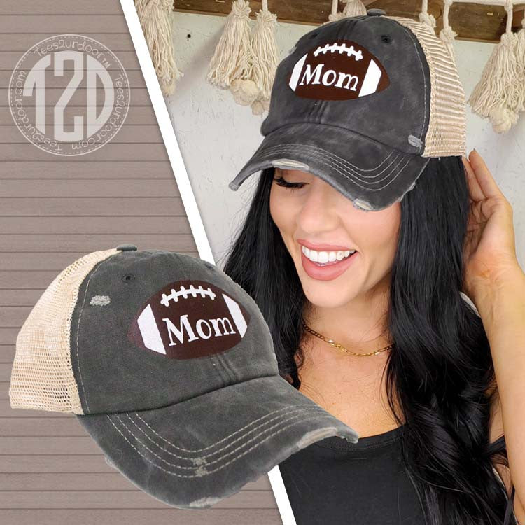 Vintage Glitter Sport Hat Mom Football