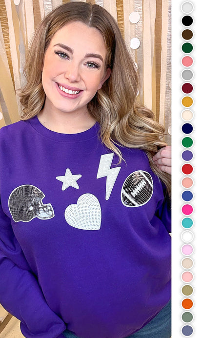 Football Things Sequin Graphic Sweatshirt