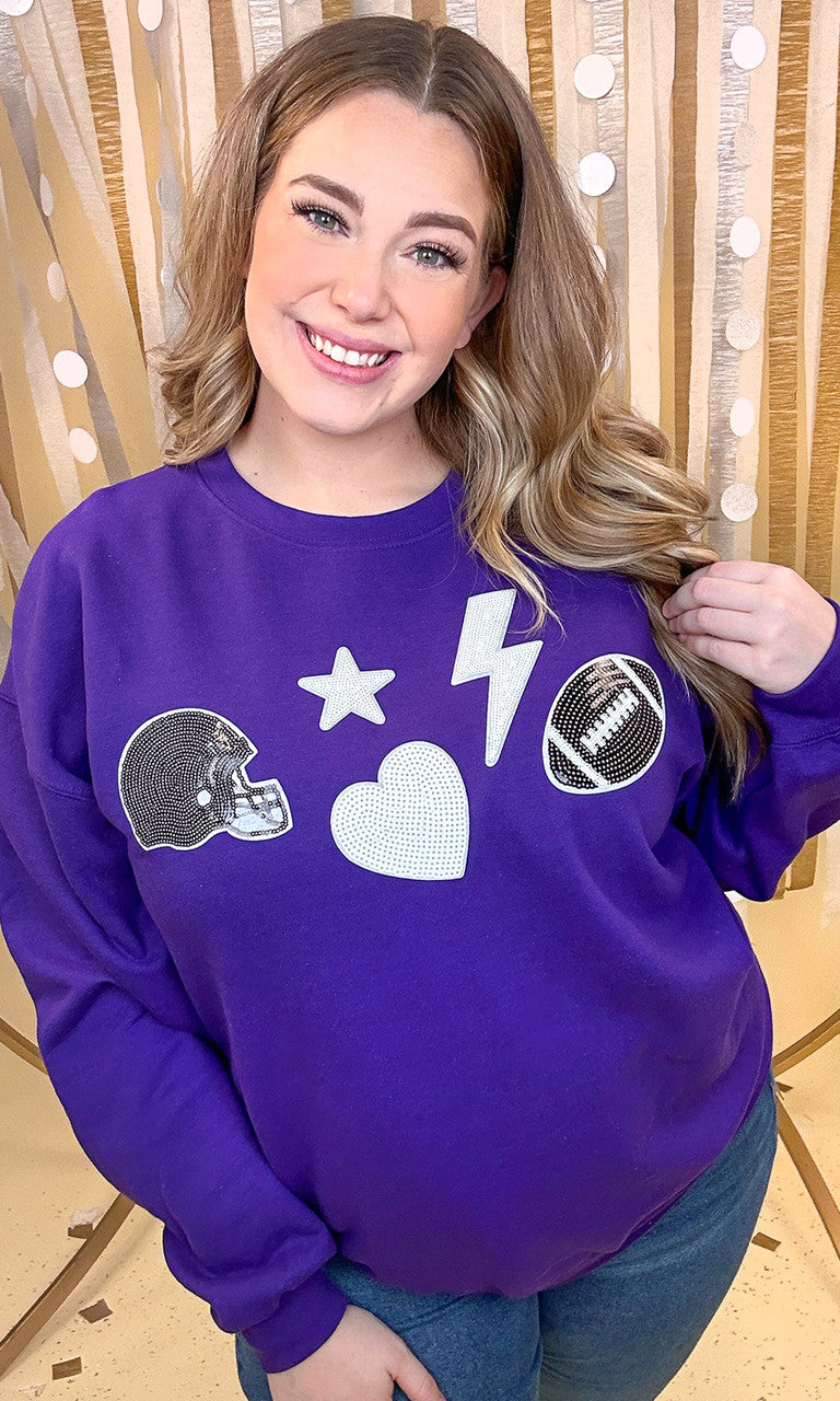 Football Things Sequin Graphic Sweatshirt