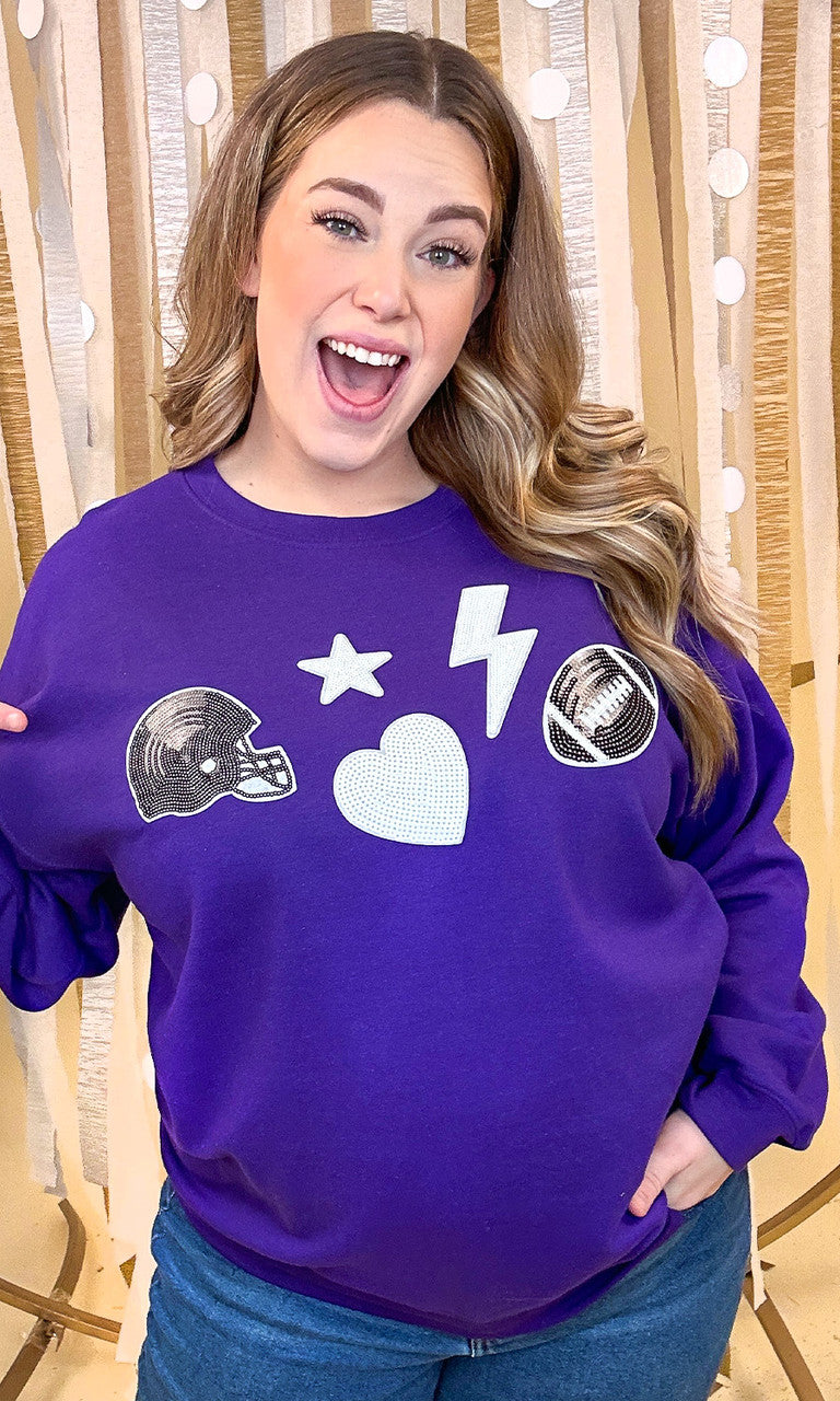 Football Things Sequin Graphic Sweatshirt