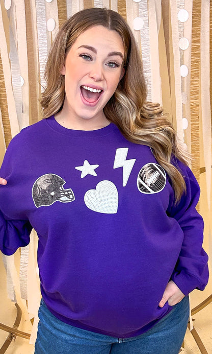 Football Things Sequin Graphic Sweatshirt