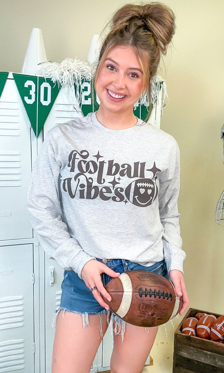 Football Vibes Graphic Long Sleeve Shirt
