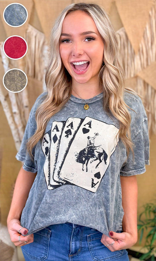 Four of a Kind Mineral Washed Graphic T-Shirt