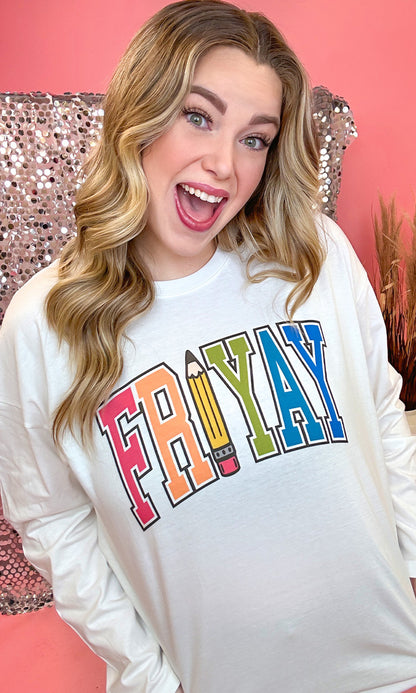 Varsity FRI-Yay Graphic Long Sleeve T-Shirt
