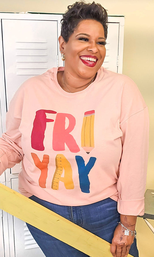 Fri-Yay Ruler Graphic Long Sleeve T-Shirt