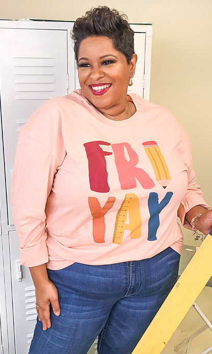 Fri-Yay Ruler Graphic Long Sleeve T-Shirt