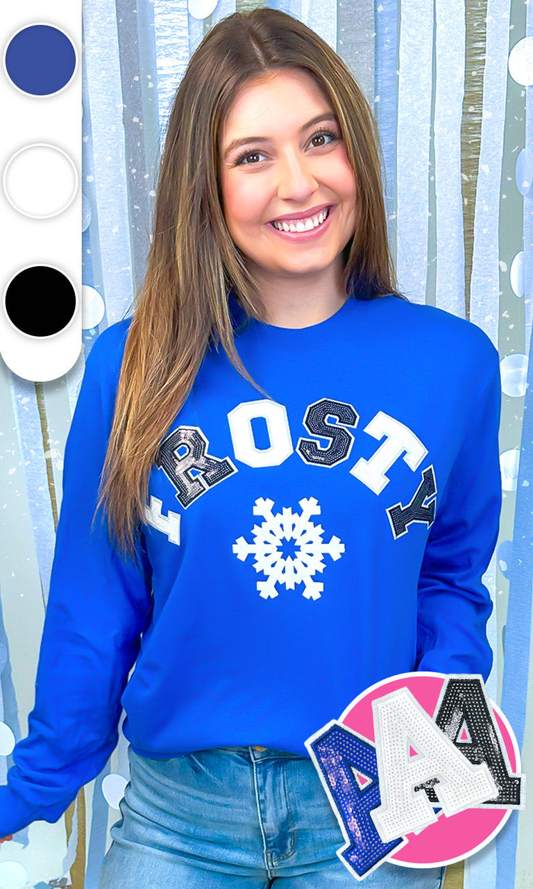 Frosty Sequin Christmas Graphic Long Sleeve T-Shirt