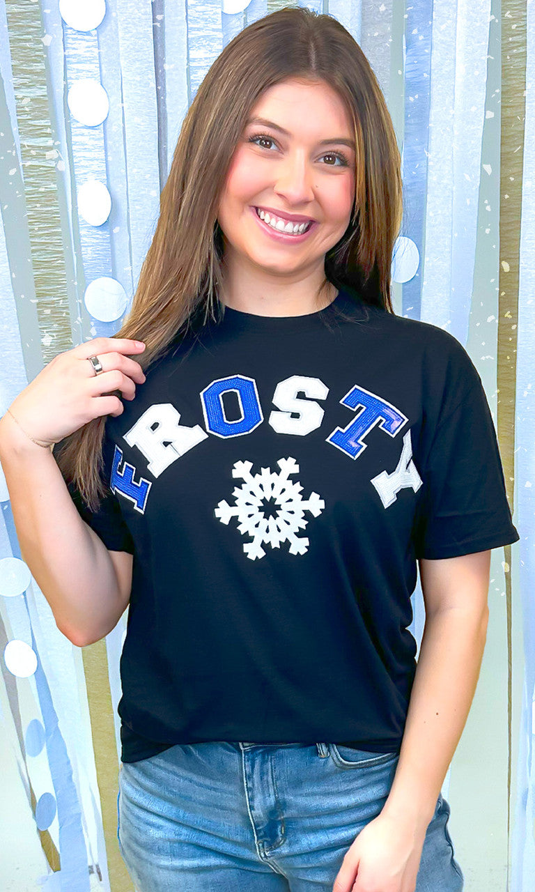 Frosty Sequin Christmas Graphic T-Shirt