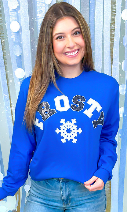 Frosty Sequin Christmas Graphic Long Sleeve T-Shirt