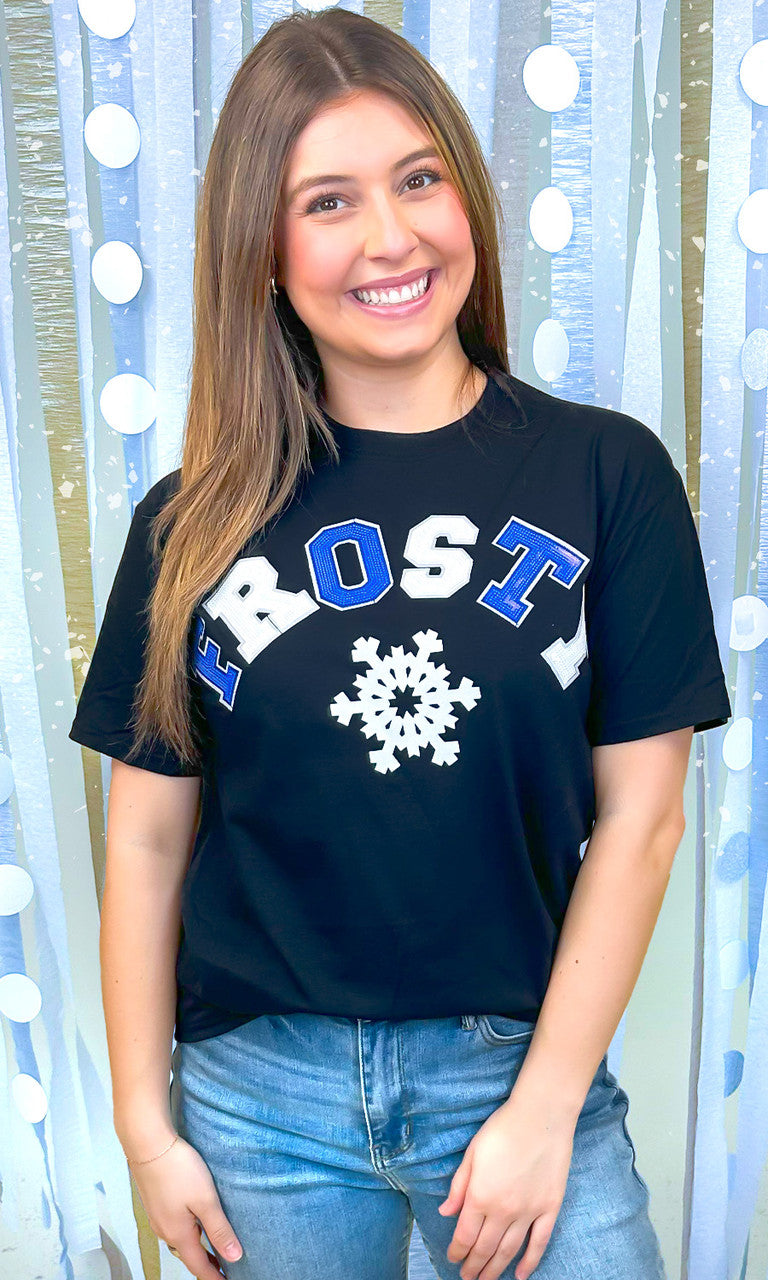 Frosty Sequin Christmas Graphic T-Shirt