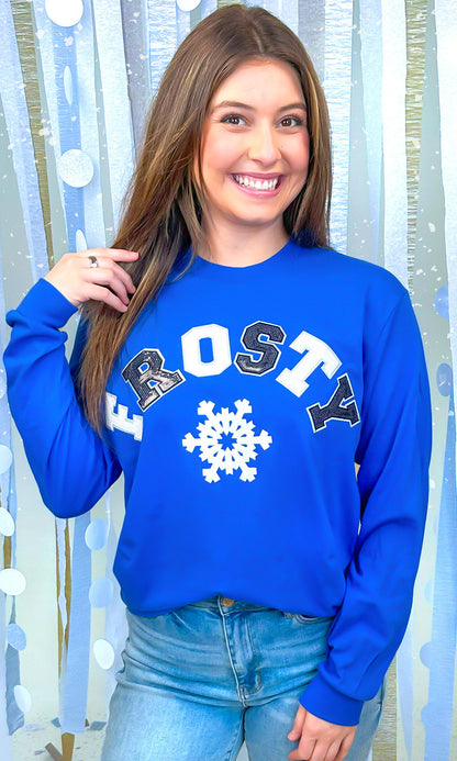 Frosty Sequin Christmas Graphic Long Sleeve T-Shirt