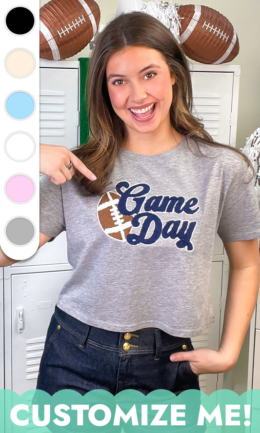 Game Day Chenille Graphic Crop Top