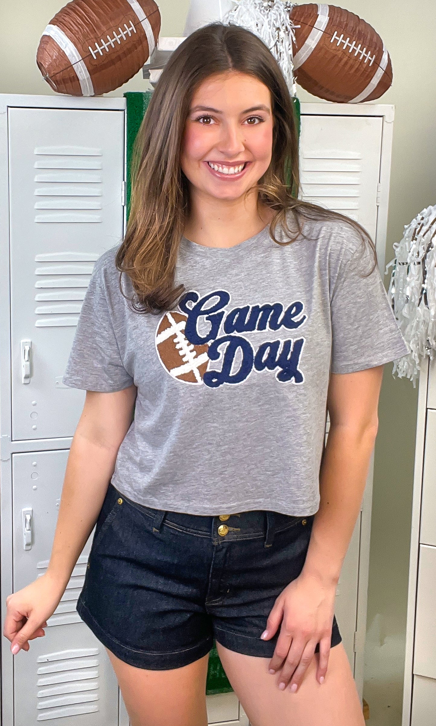 Game Day Chenille Graphic Crop Top