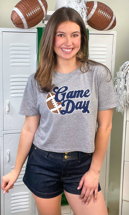 Game Day Chenille Graphic Crop Top