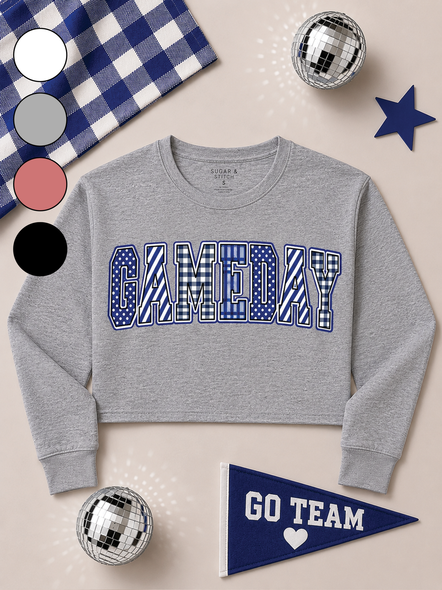 Mixed Pattern Big Letter Custom Graphic Crop Sweatshirt