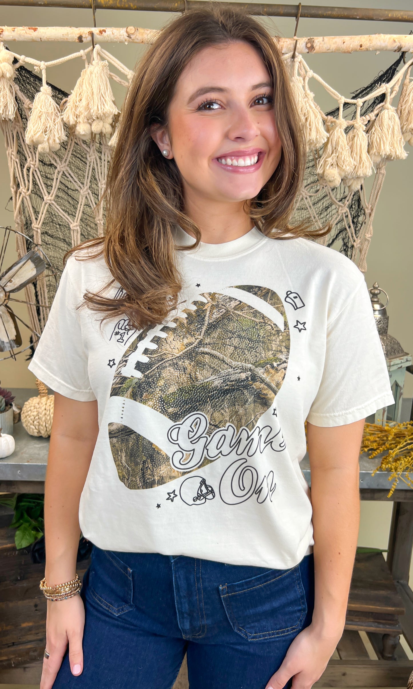 Game On Camouflage Football Graphic Comfort Color T-Shirt