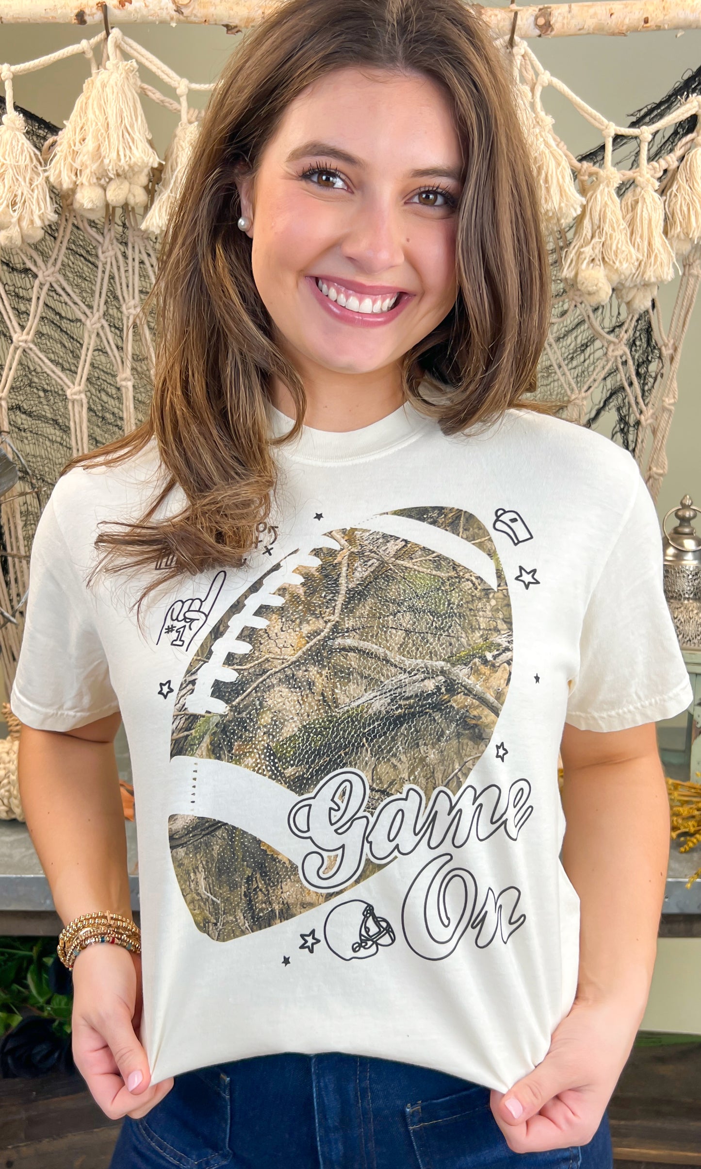 Game On Camouflage Football Graphic Comfort Color T-Shirt