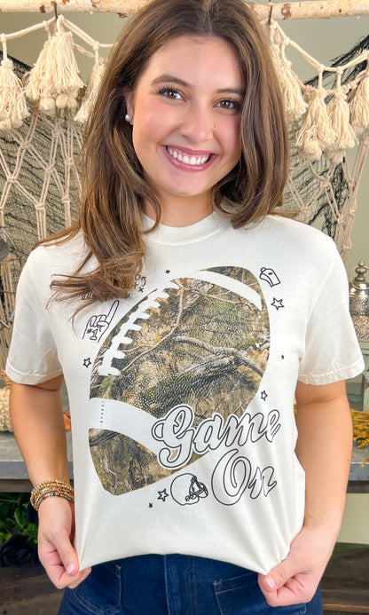 Game On Camouflage Football Graphic Comfort Color T-Shirt